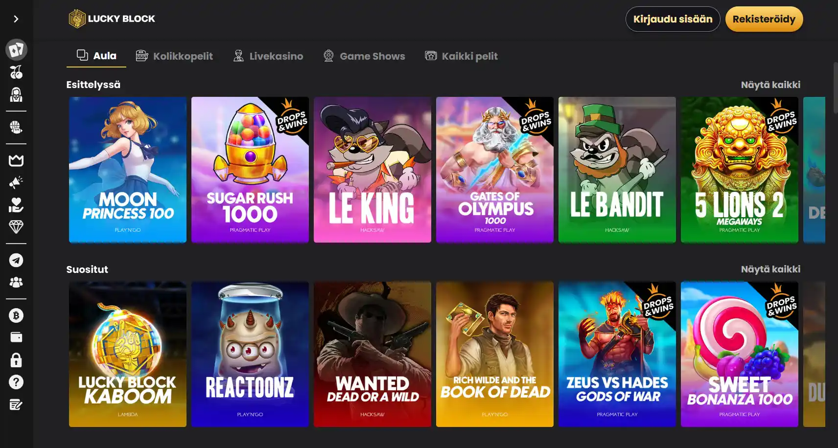 Lucky Block kasinon pelivalikoima ja live-pelit